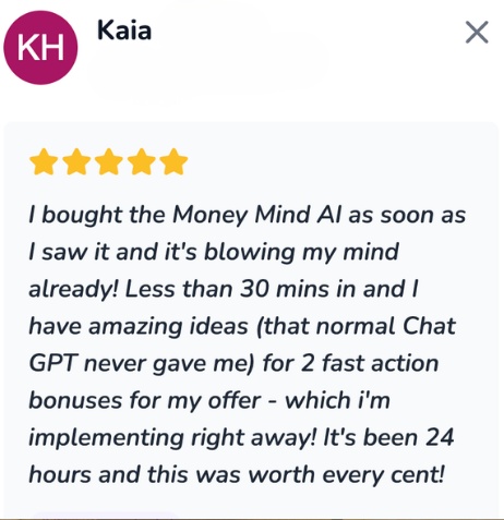 Kaja's Money Mind AI review: Less than 30 mins in and I have amazing ideas for 2 fast action bonuses for my offer.