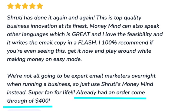 Money Mind AI customer review: Already had an order come through of $400!